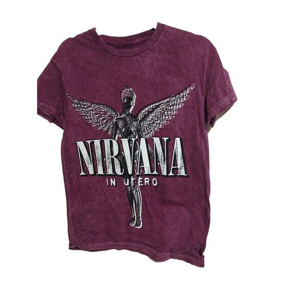 Tops - Nirvana In Utero Plum/Purple T-Shirt Size Small Unisex Grunge Nirvana Logo Flaw
